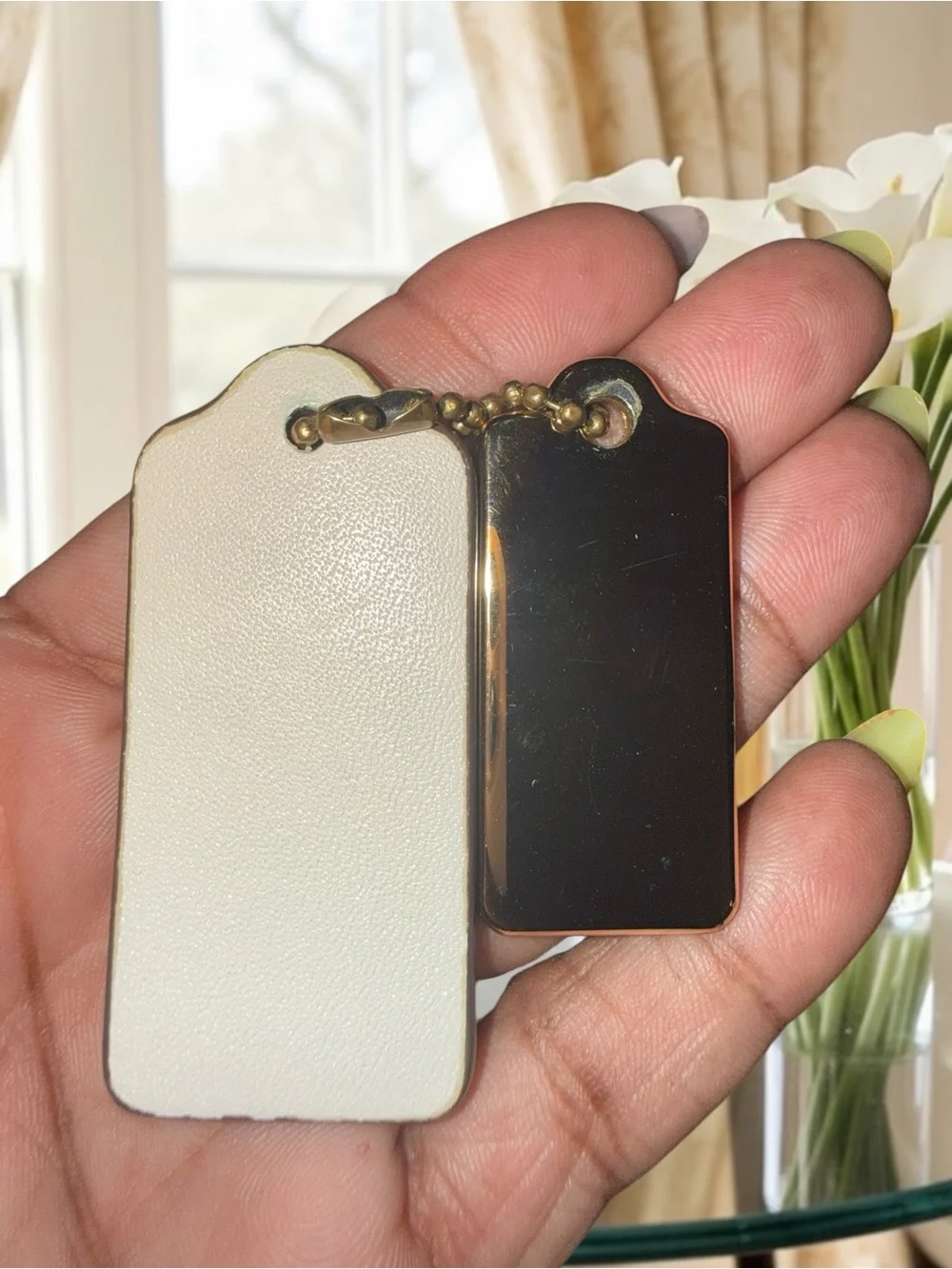 Authentic GOLD Metal AND Off White Leather Hang Tags Set